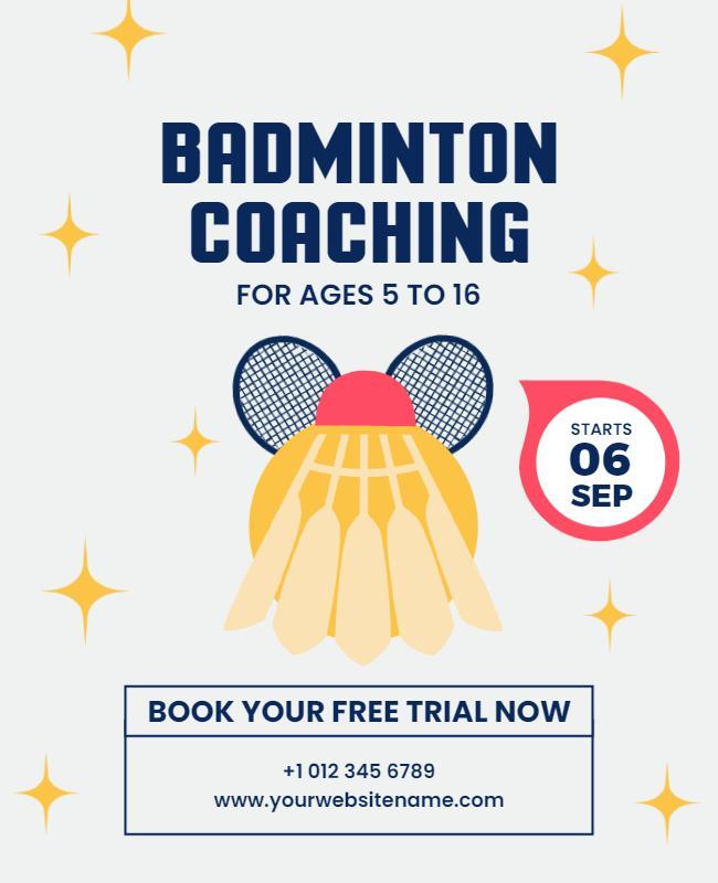 Youth Badminton Coaching Promotional Flyer Template