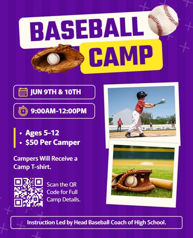 Youth Baseball Camp Event Flyer Template