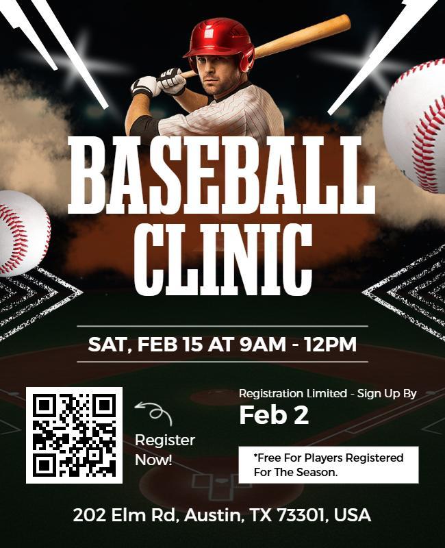 Youth Baseball Clinic Registration Flyer Template