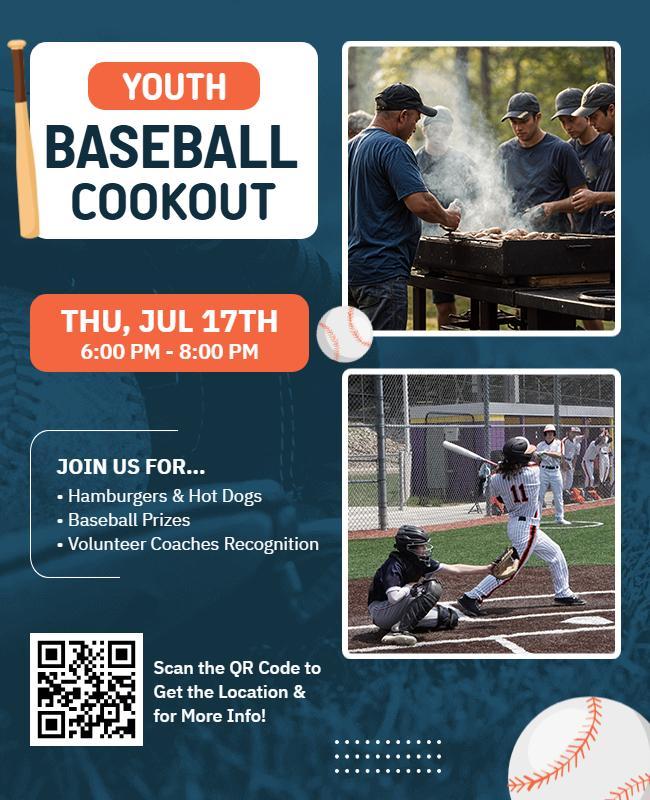 Youth Baseball Cookout Event Flyer Template