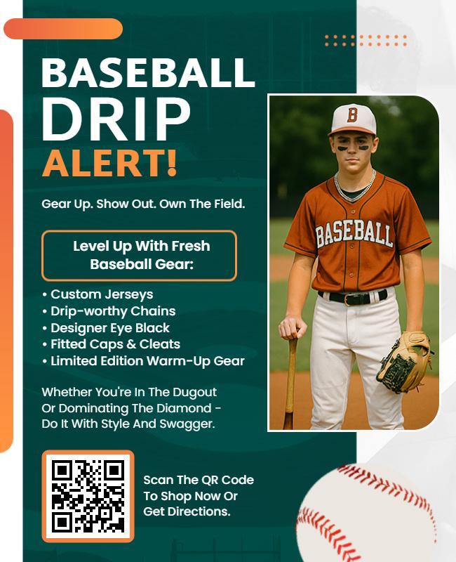 Youth Baseball Drip Promotion Flyer Template