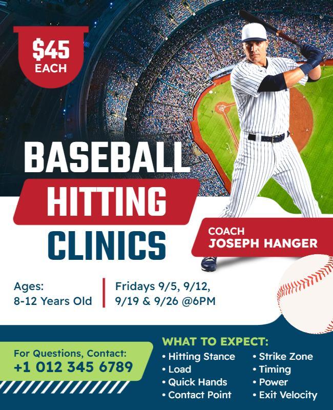 Youth Baseball Hitting Clinics Flyer Template