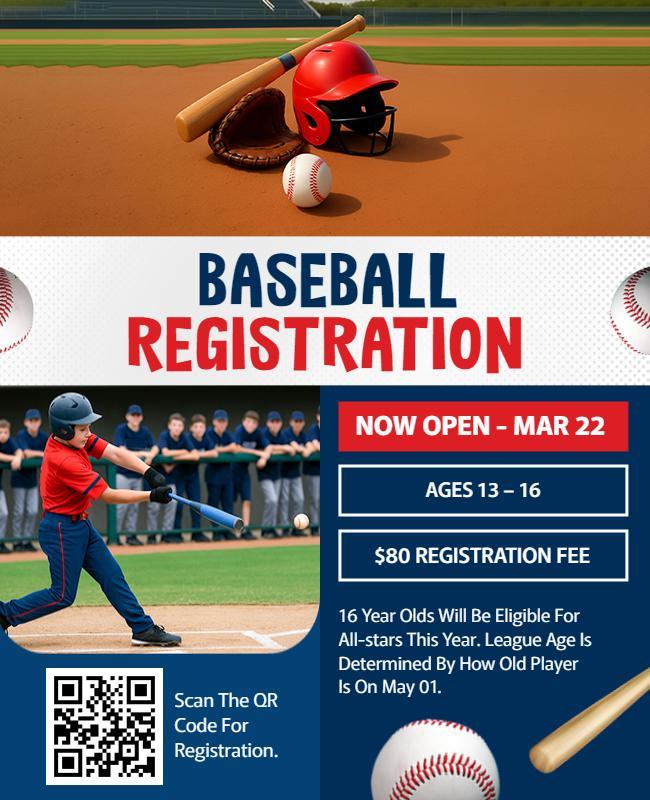 Youth Baseball Registration Event Flyer Template
