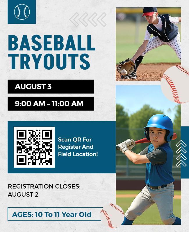 Youth Baseball Tryout Event Flyer Template