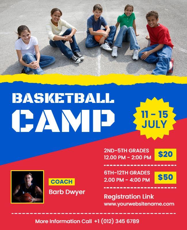 Youth Basketball Camp Promotional Flyer Template