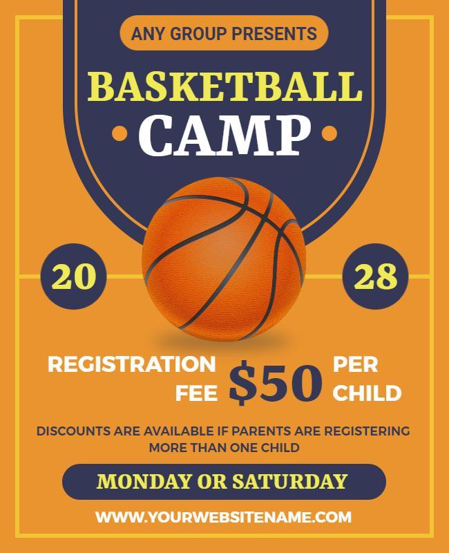 Youth Basketball Camp Registration Flyer Template