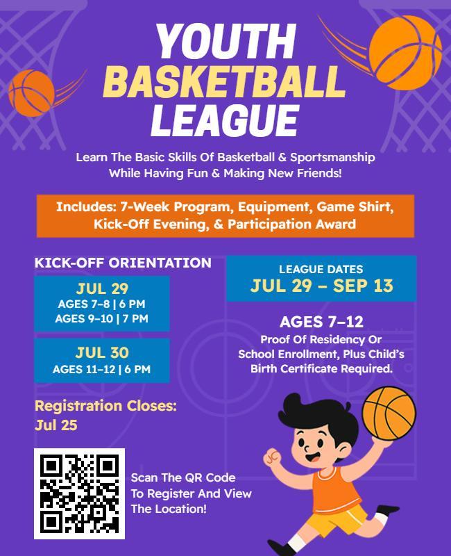 Youth Basketball League Registration Flyer Template