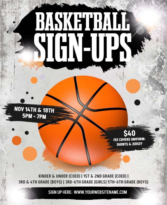 Youth Basketball Sign-up Event Flyer Template