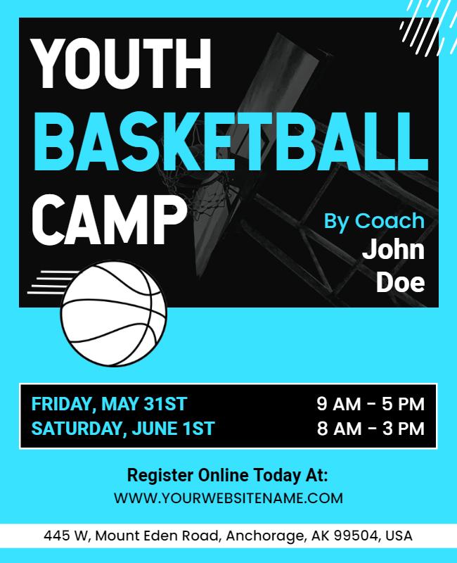 Youth Basketball Skills Development Camp Flyer Template