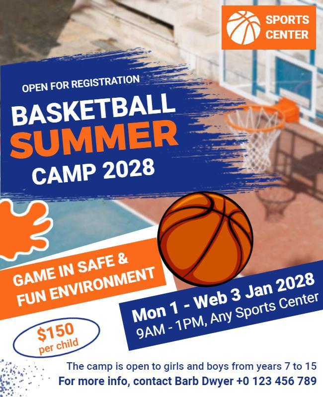 Youth Basketball Summer Camp Flyer Template