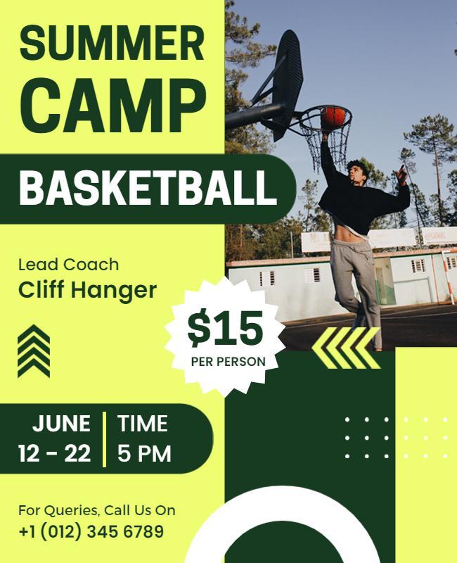 Youth Basketball Summer Camp Promotion Flyer Template