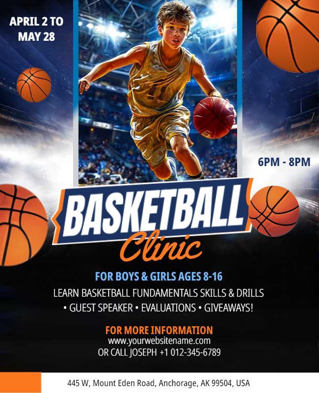 Youth Basketball Training Clinic Flyer Template