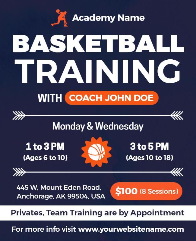 Youth Basketball Training Program Flyer Template