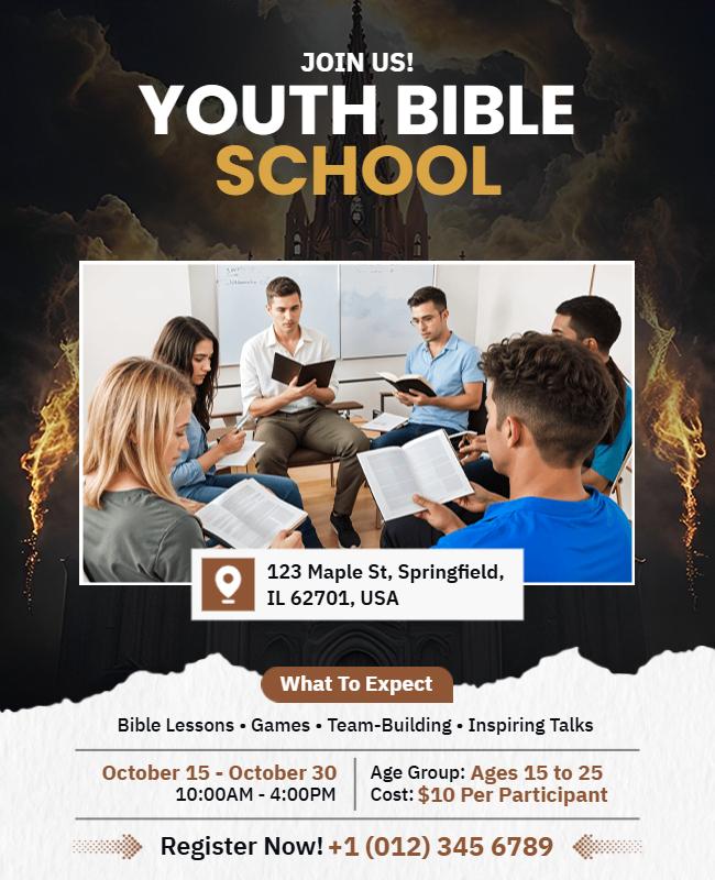 Youth Bible School Program Flyer Template