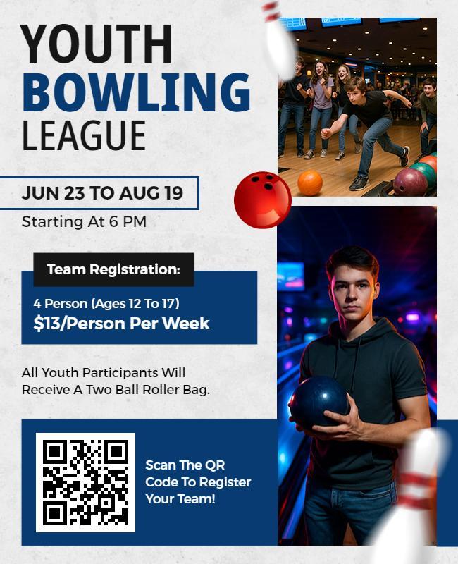 Youth Bowling League Event Flyer Template