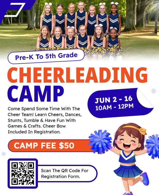 Youth Cheerleading Camp Promotional Flyer Template