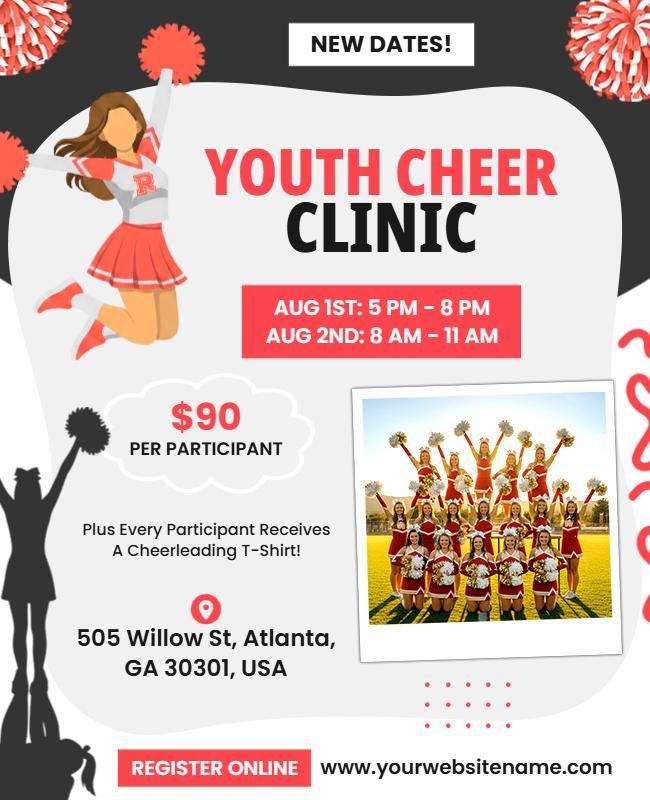 Youth Cheerleading Clinic Event Flyer Template