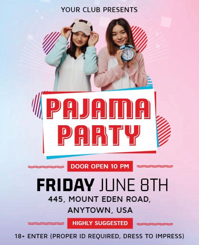 Youth Club Pajama Party Event Flyer Template