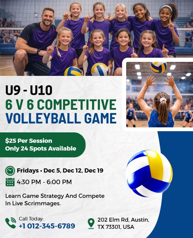 Youth Competitive Volleyball Game Event Flyer Template