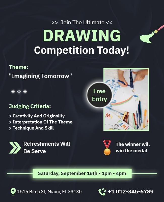 Youth Creativity Drawing Competition Flyer Template