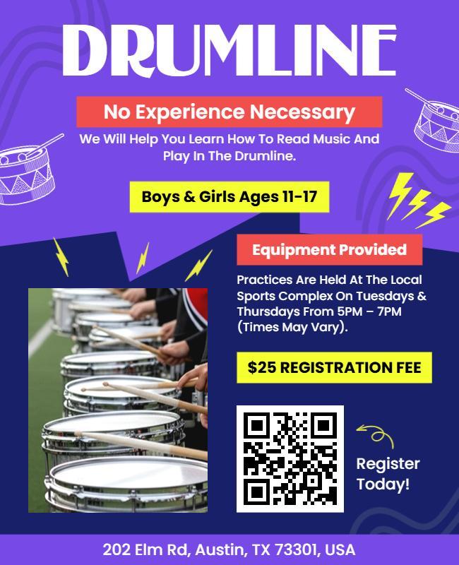 Youth Drumline Beginner Workshop Flyer Template