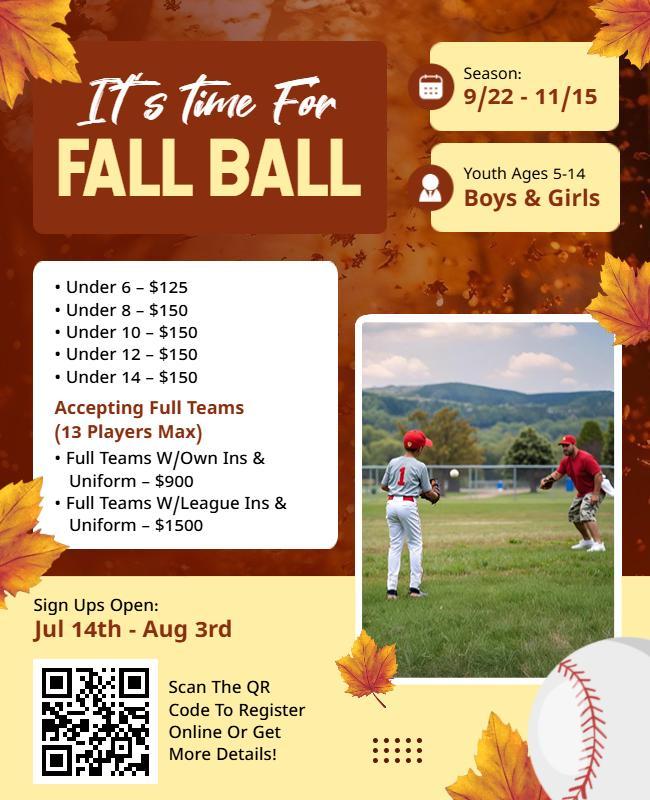 Youth Fall Ball Registration Flyer Template