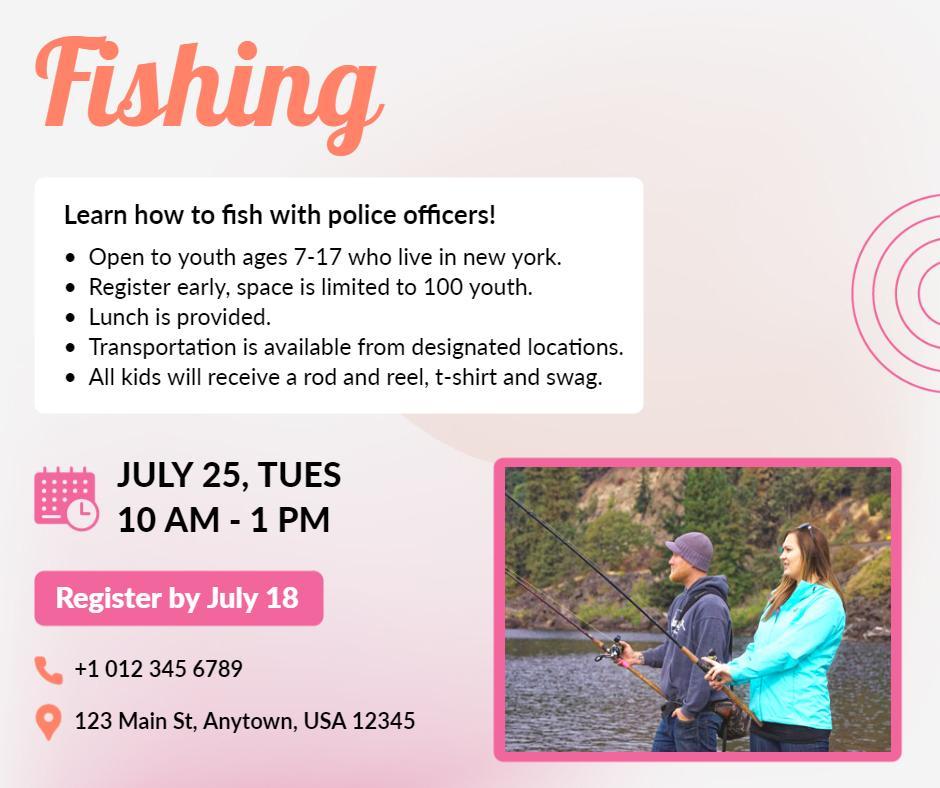 Youth Fishing Event with Police Officers Facebook Flyer Template