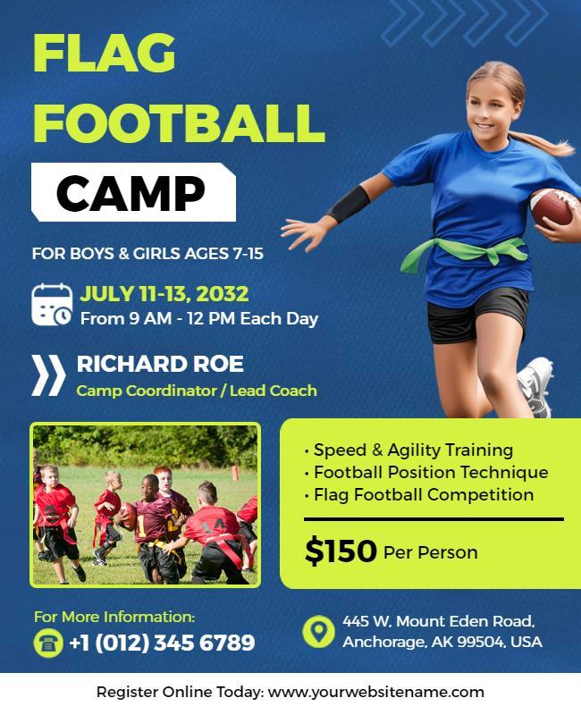 Youth Flag Football Camp Flyer Template