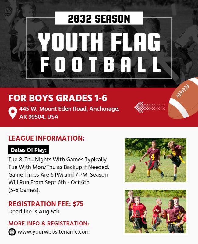 Youth Flag Football Event Flyer Template