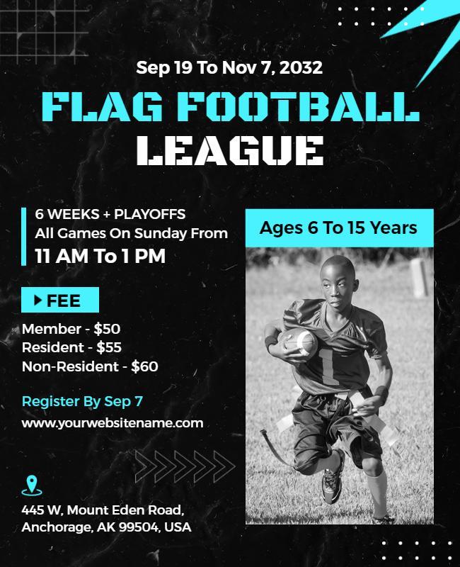 Youth Flag Football League Flyer Template