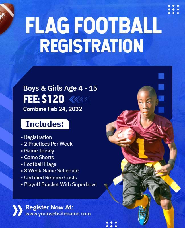 Youth Flag Football Registration Flyer Template