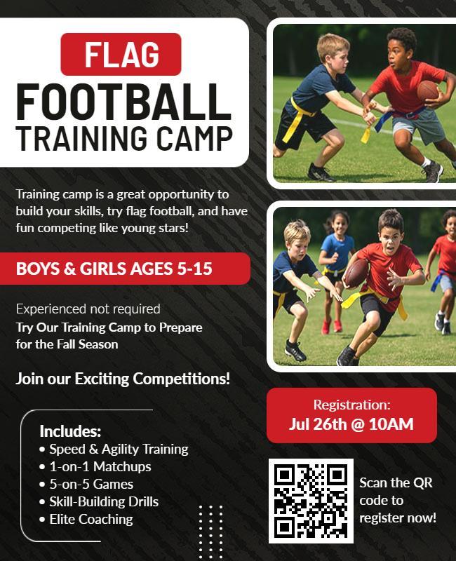 Youth Flag Football Training Camp Flyer Template
