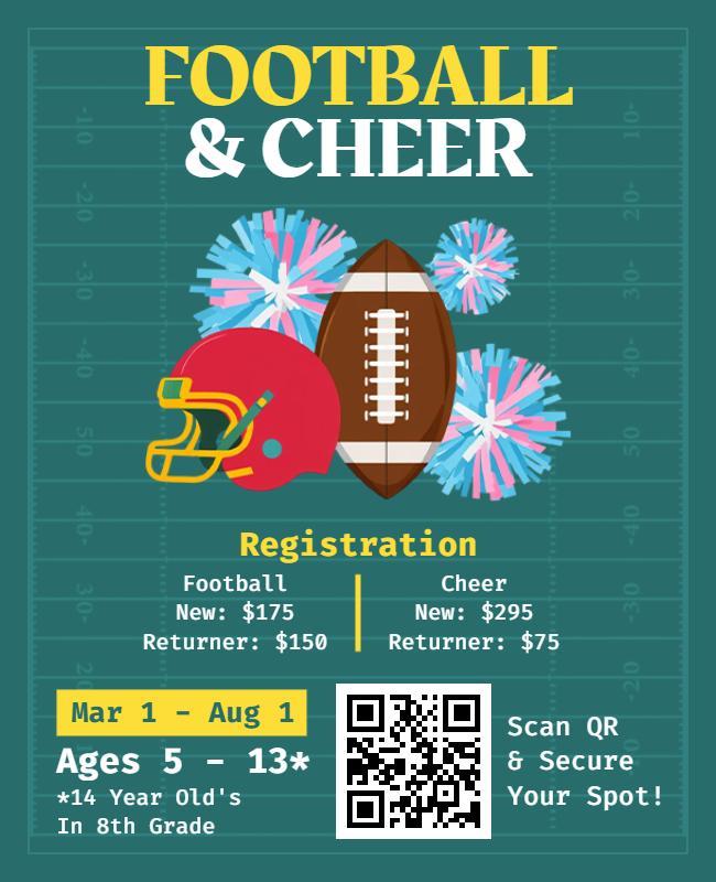 Youth Football and Cheer Registration Flyer Template
