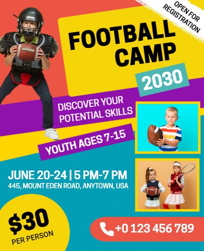 Youth Football Camp Registration Flyer Template