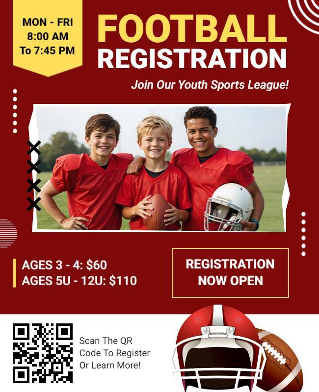 Youth Football Registration Flyer Template
