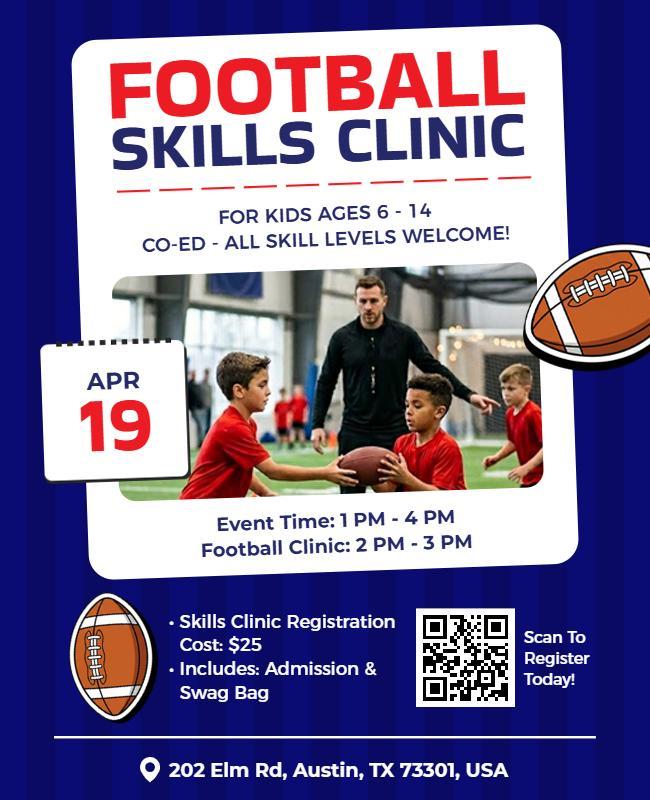 Youth Football Skills Clinic Flyer Template