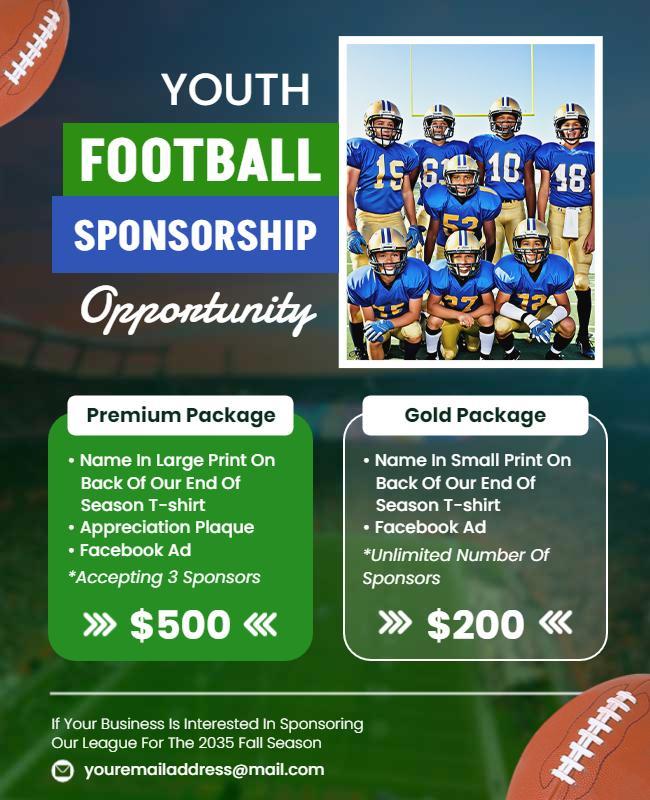 Youth Football Sponsorship Opportunity Flyer Template