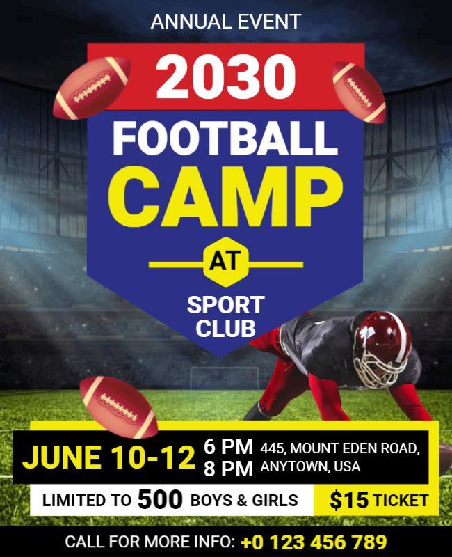 Youth Football Training Camp Event Flyer Template