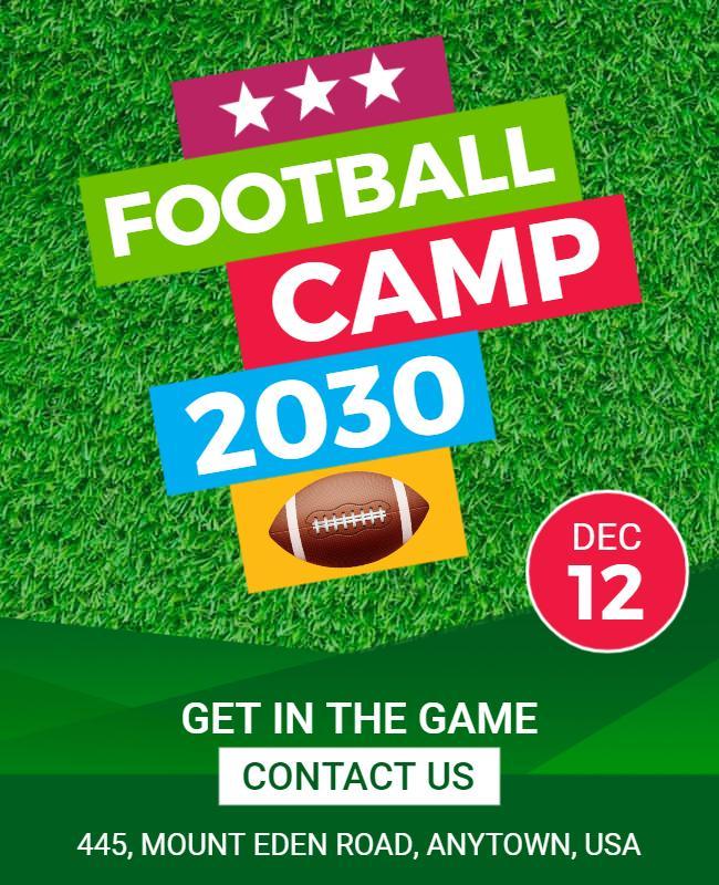 Colorful Grass Football Camp 2030 Promotional Flyer Template