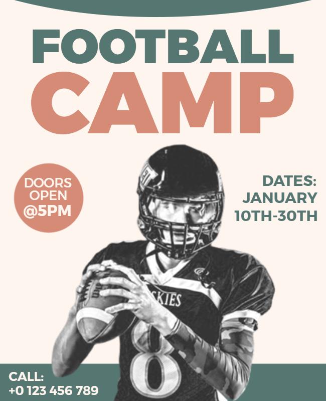 Bold Modern Sports Football Camp Flyer Template