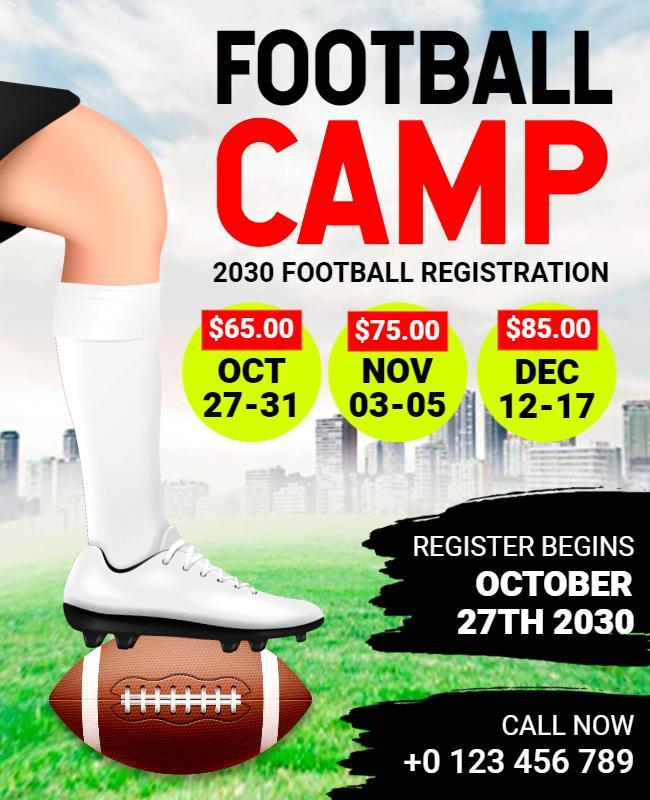 Youth Football Training Camp Registration Flyer Template