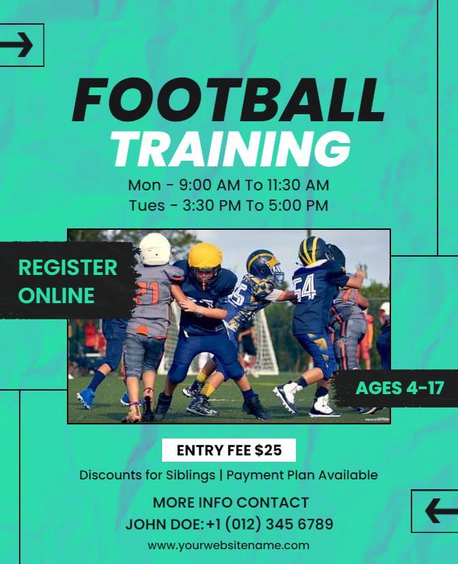 Youth Football Training Program Flyer Template