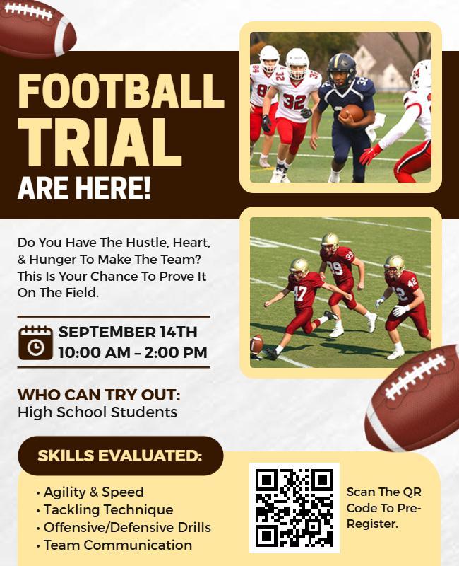 Youth Football Trial Information Flyer Template