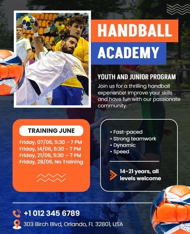 Youth Handball Academy Training Flyer Template