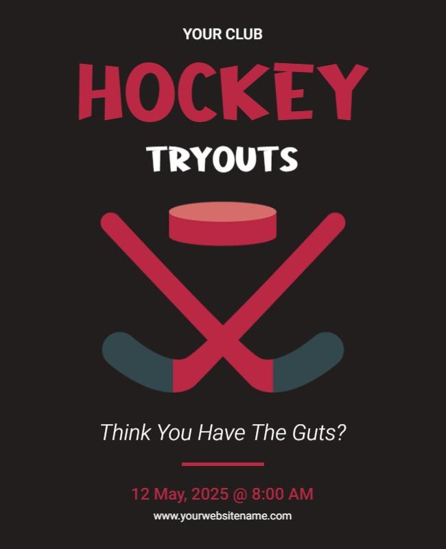 Youth Hockey Team Tryouts Flyer Template