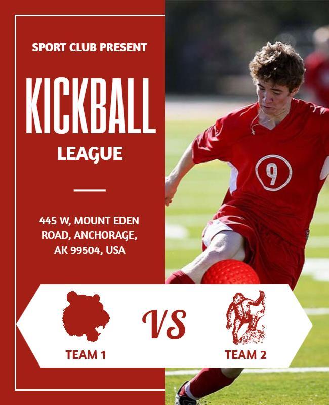 Youth Kickball League Match Flyer Template