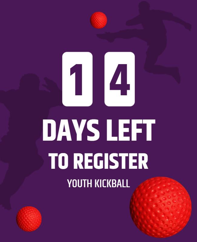 Youth Kickball Registration Countdown Flyer Template