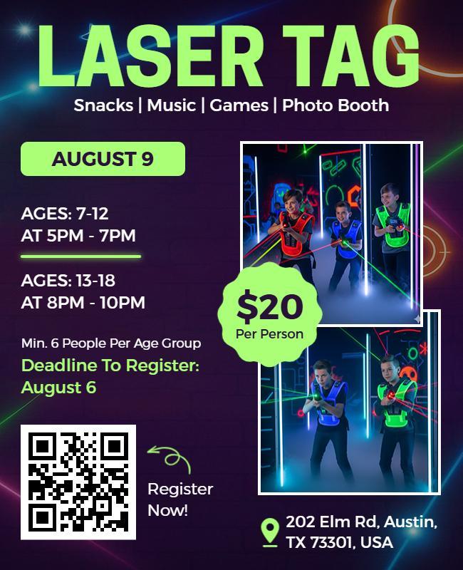 Youth Laser Tag Event Flyer Template