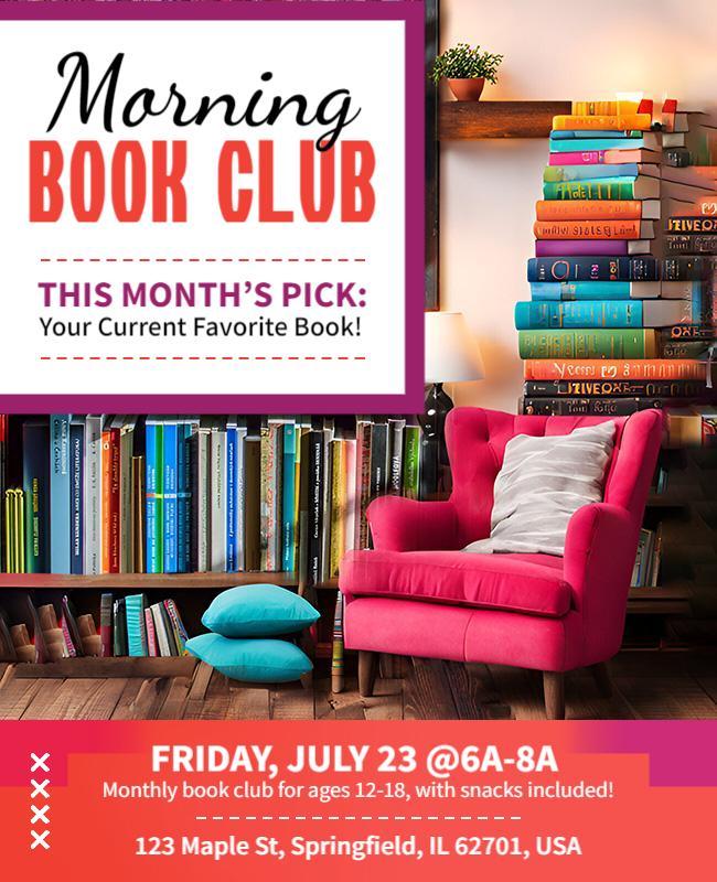 Youth Morning Book Club Event Flyer Template