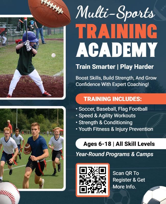 Youth Multi-Sports Training Academy Flyer Template